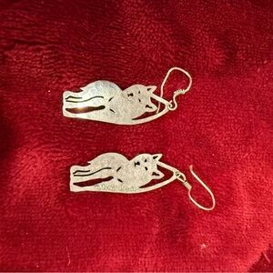 Silver dog/wolf Shaped Dangle Earrings